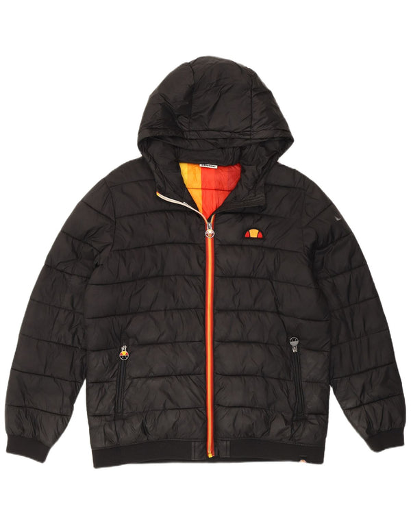 Ellesse Boys Graphic Hooded Padded Jacket 15-16 Years Black Polyester