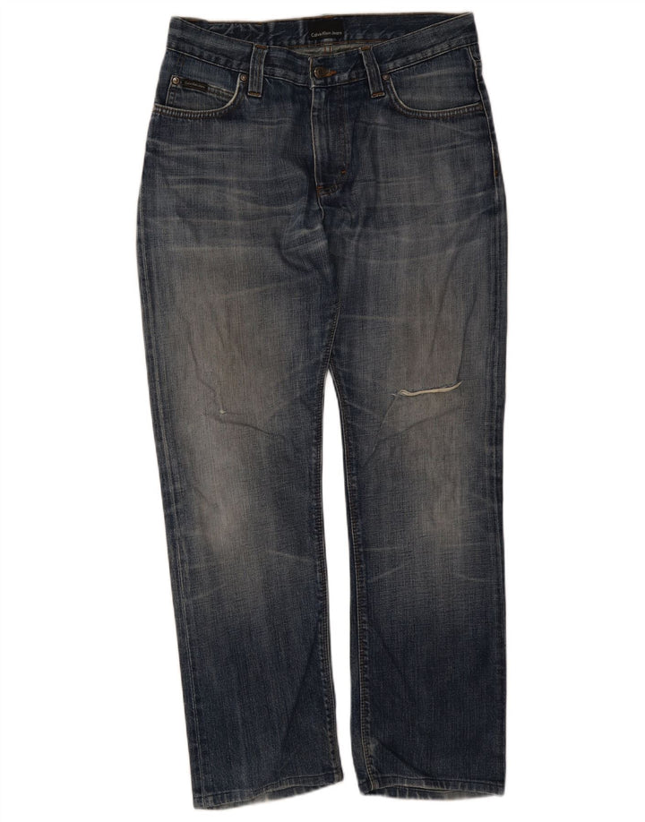 Jeans cropped invecchiati da uomo Calvin Klein W30 L23 Blu