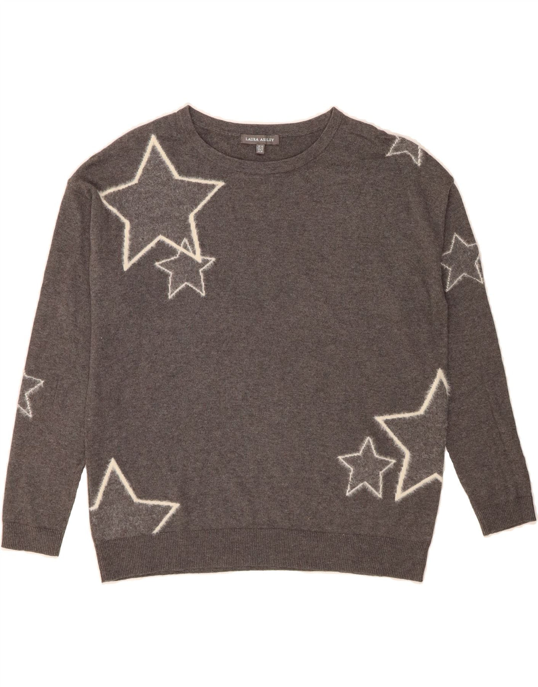 LAURA ASHLEY Womens Oversized Crew Neck Jumper Sweater UK 10 Small  Grey Vintage Laura Ashley and Second-Hand Laura Ashley from Messina Hembry 