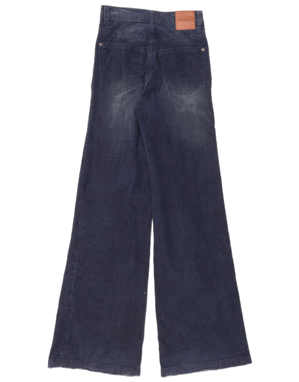 Pantaloni Desigual da donna in velluto a coste a vita alta EU 34 XS W26 L33 Blu Navy