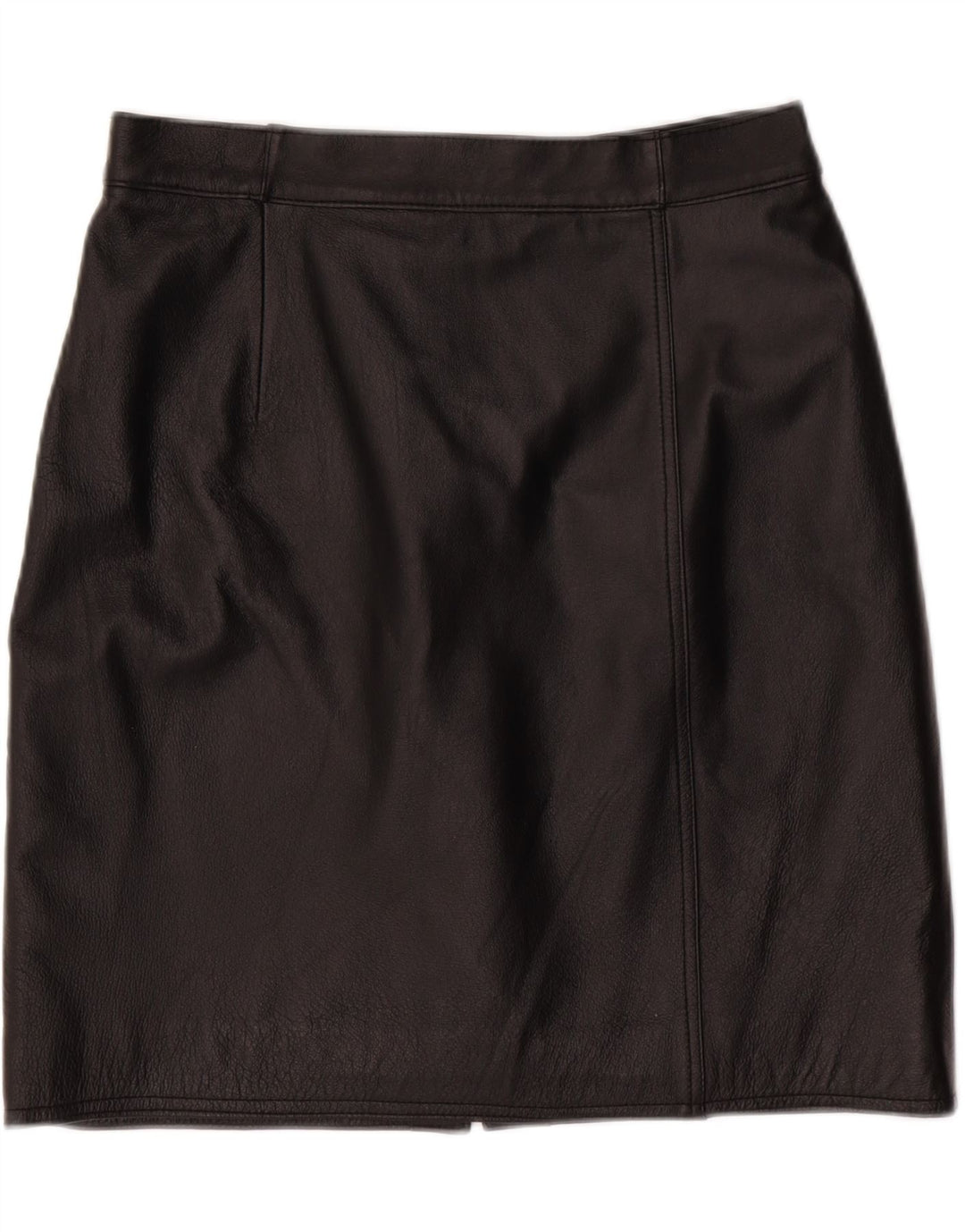 VINTAGE Womens Leather Skirt EU 38 Medium W28  Black Leather