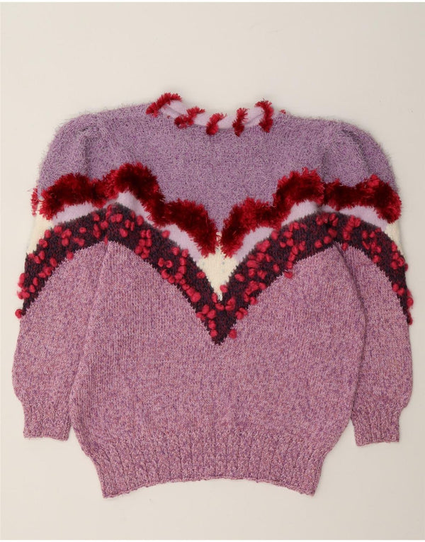 Maglione maglione girocollo da donna vintage UK 14 Novità viola medio