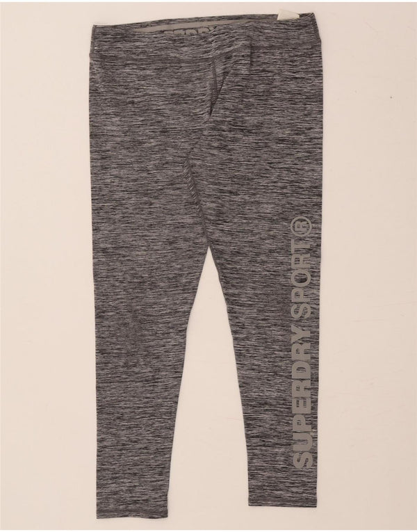 Leggings grafici da donna SUPERDRY UK 14 Grande poliestere chiazzato grigio