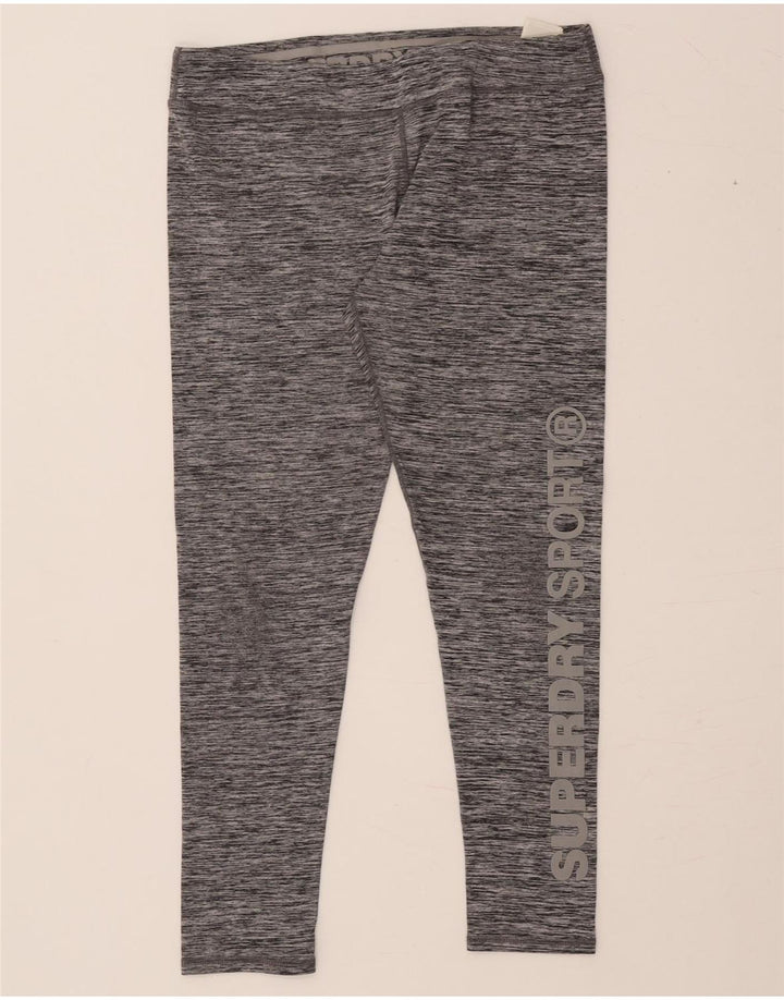 Leggings grafici da donna SUPERDRY UK 14 Grande poliestere chiazzato grigio