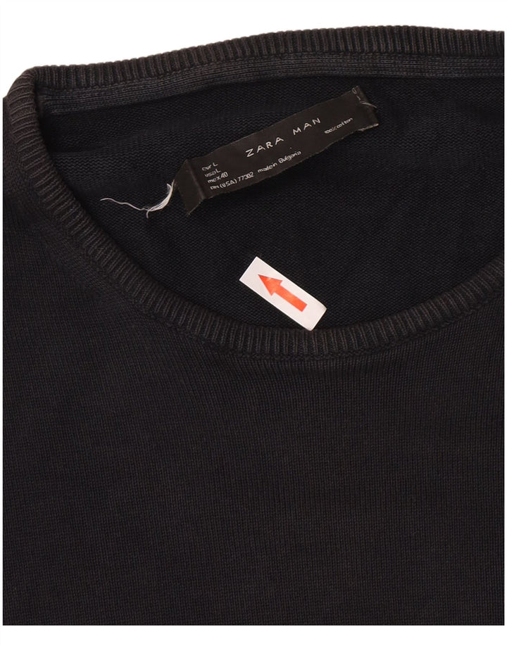 Maglione maglione girocollo da uomo Zara grande nero