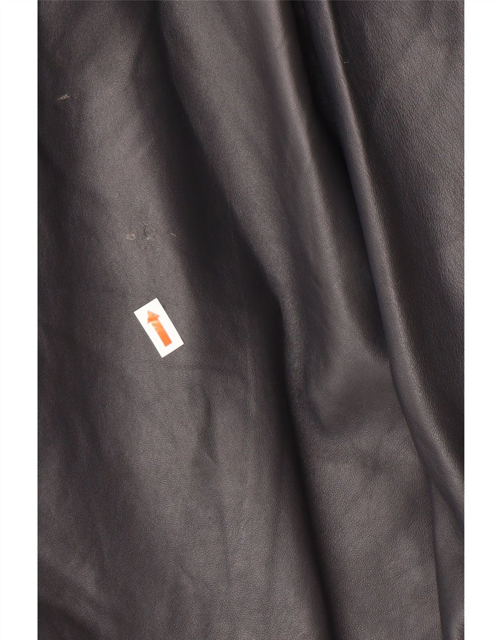 Cappotto oversize in pelle vintage da donna IT 44 classico in pelle nera media