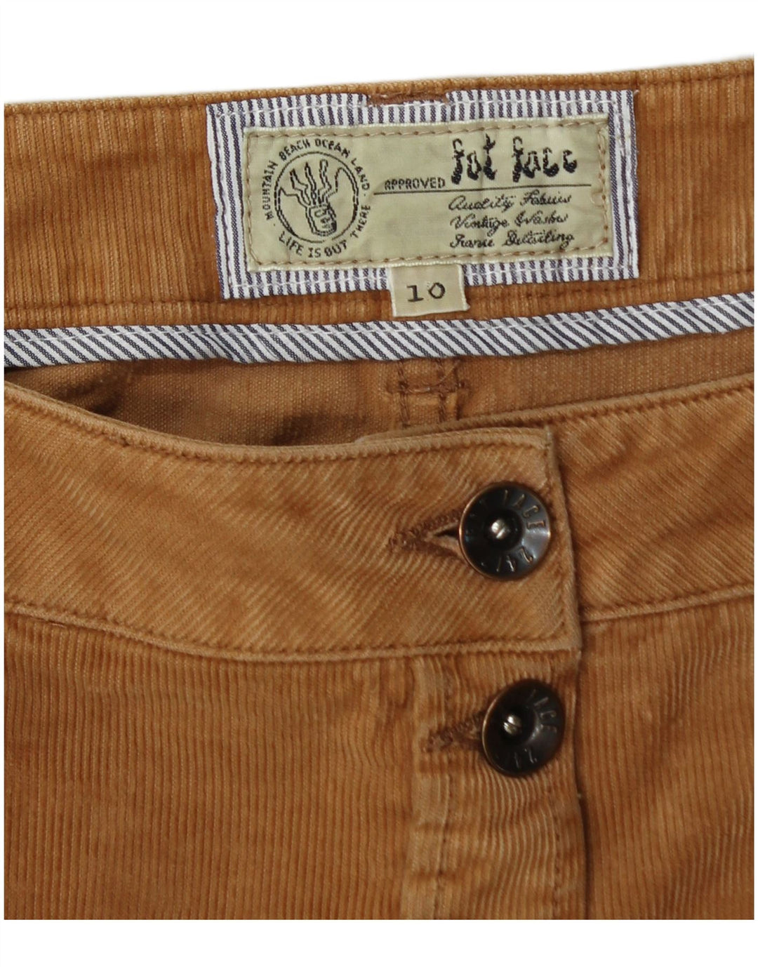 Gonna in velluto a coste da donna FAT FACE UK 10 piccola W30 cotone beige