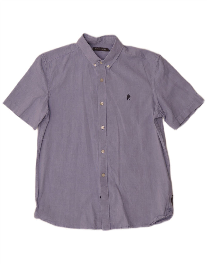 Camicia a maniche corte da uomo French Connection in cotone blu medio