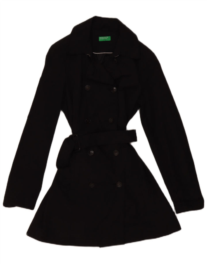 Trench da donna Benetton UK 12 cotone nero medio