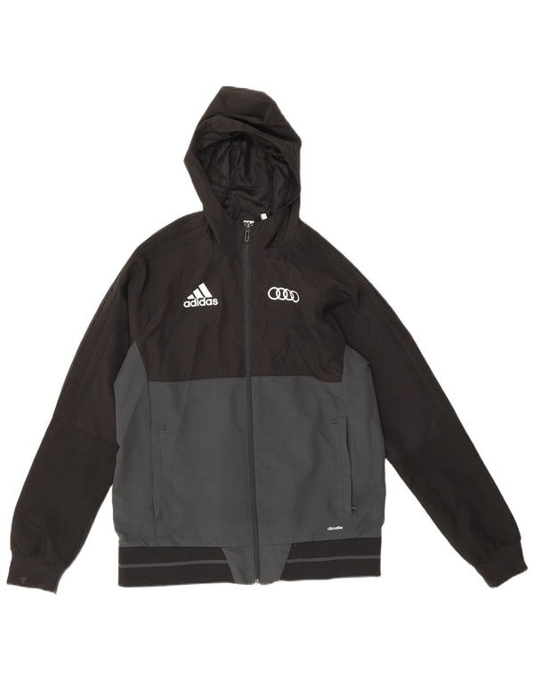 Giacca antipioggia con cappuccio Adidas da ragazzo 13-14 anni in poliestere color block nero
