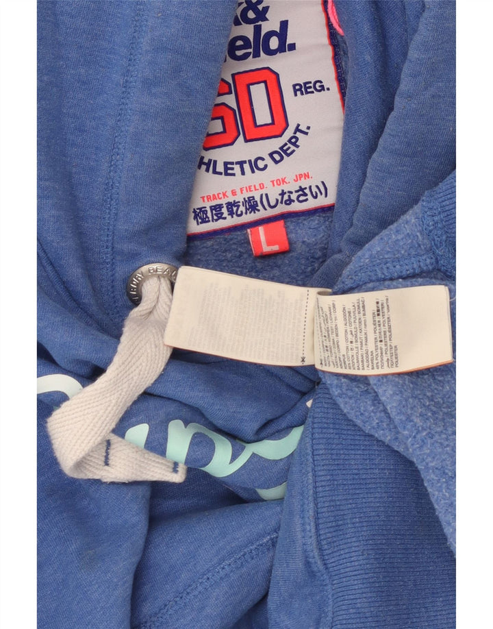 Maglione con cappuccio grafico da donna SUPERDRY UK 16 Grande cotone screziato blu