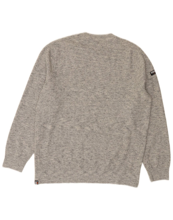 Maglione maglione girocollo da uomo SUPERDRY 3XL cotone chiazzato grigio