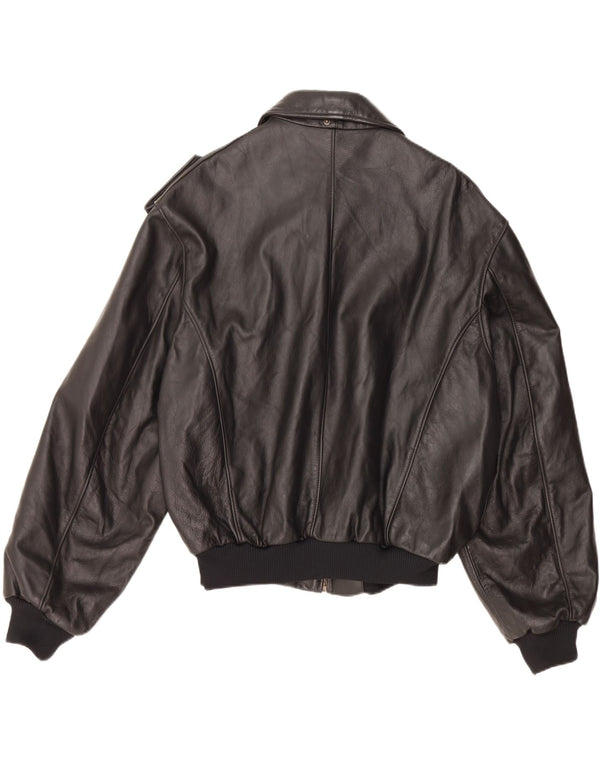 Giacca in pelle militare da uomo VINTAGE IT 52 XL Nera