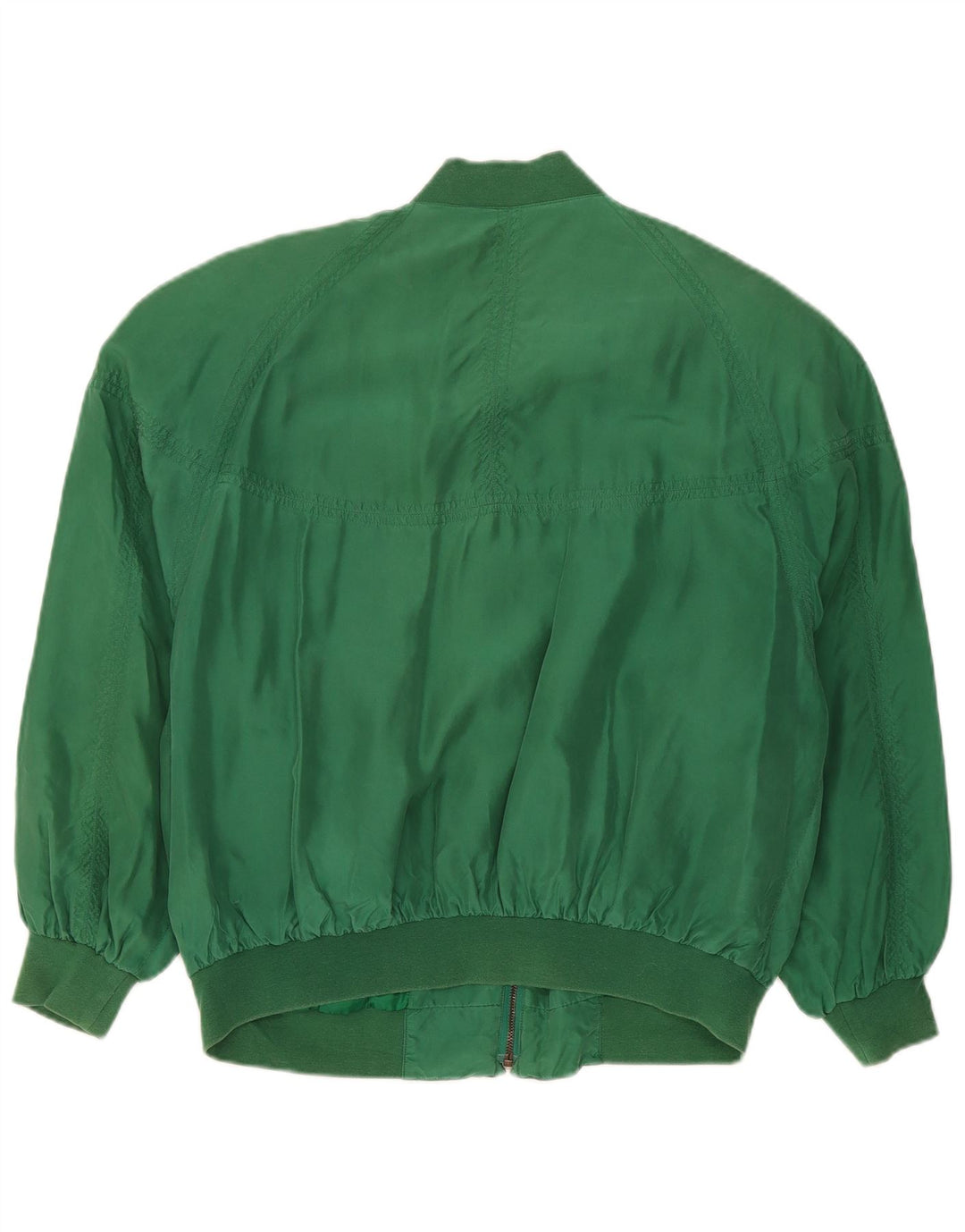 Giacca bomber vintage da uomo vestibilità ampia UK 36 piccola seta verde