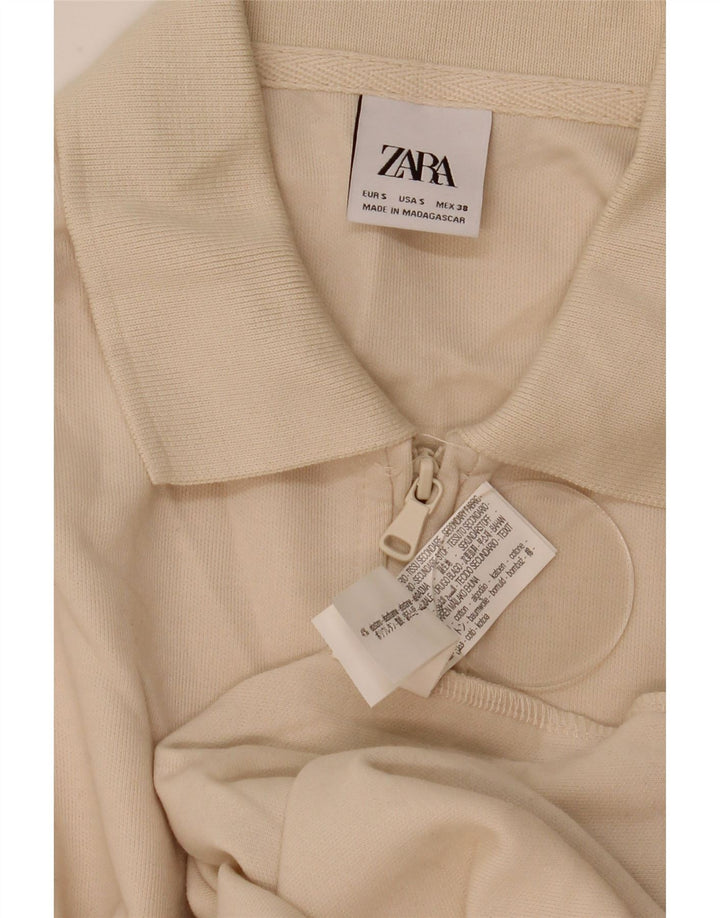 Maglione Zara da uomo con collo alto piccolo in cotone bianco sporco