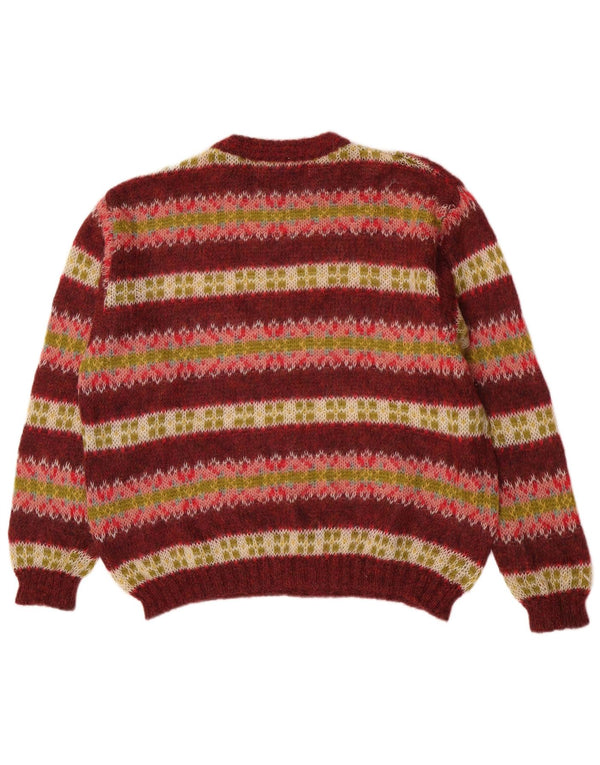 Maglione da uomo girocollo Benetton maglione medio in mohair a righe bordeaux retrò