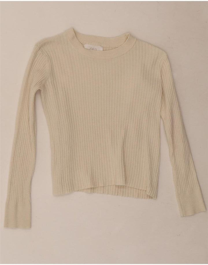 Top Zara Bambina Manica Lunga 13-14 Anni Bianco Sporco