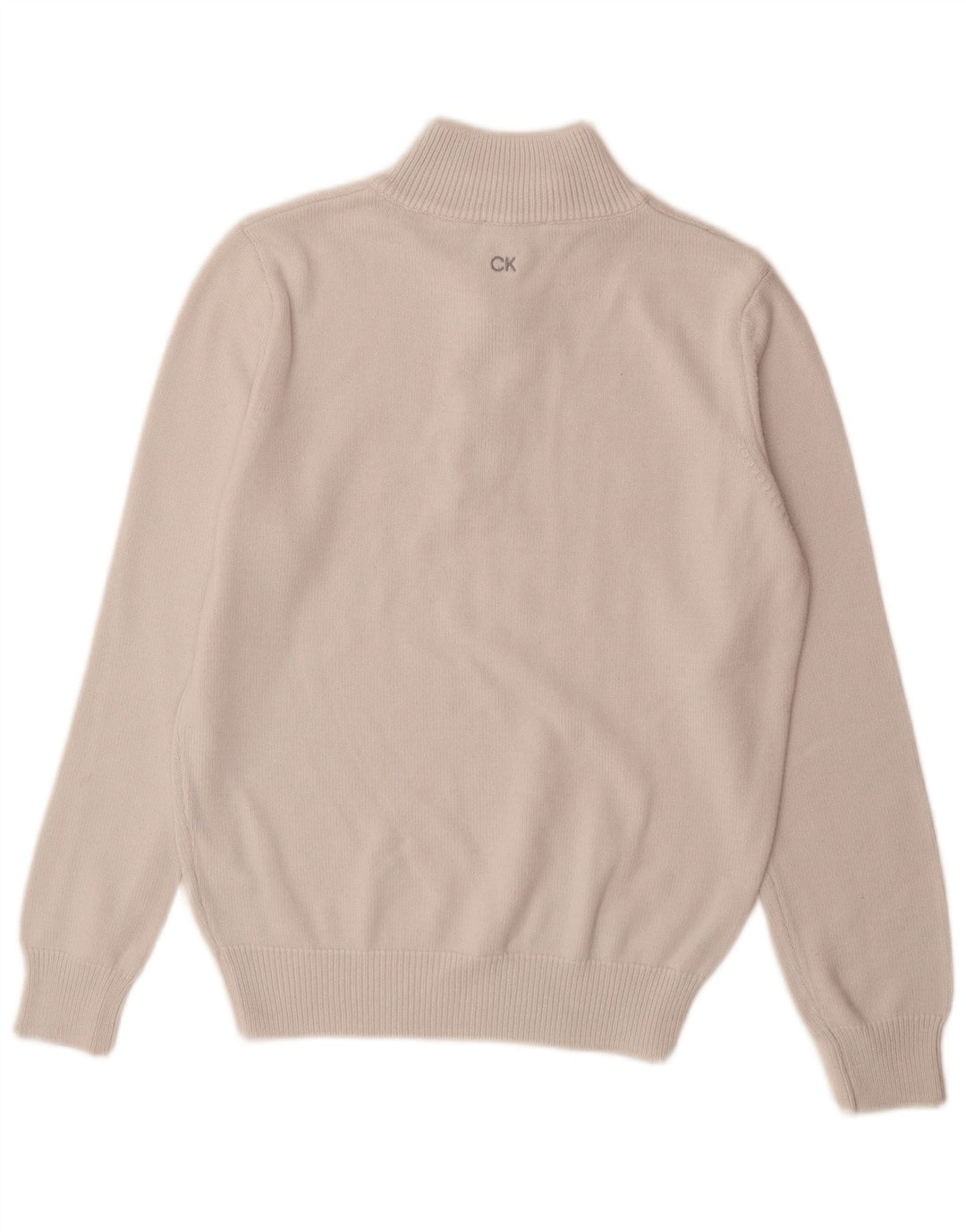 Calvin Klein Uomo Maglione con zip sul collo Piccolo cotone bianco