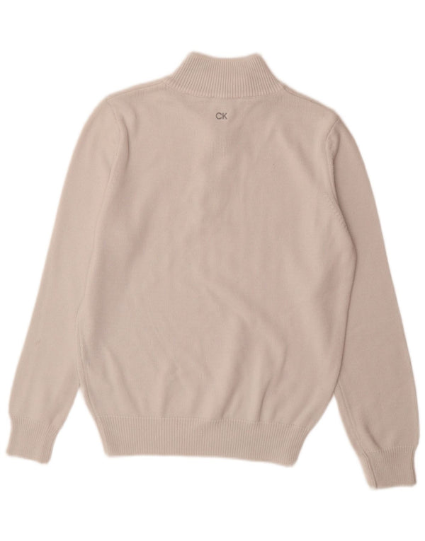 Calvin Klein Uomo Maglione con zip sul collo Piccolo cotone bianco