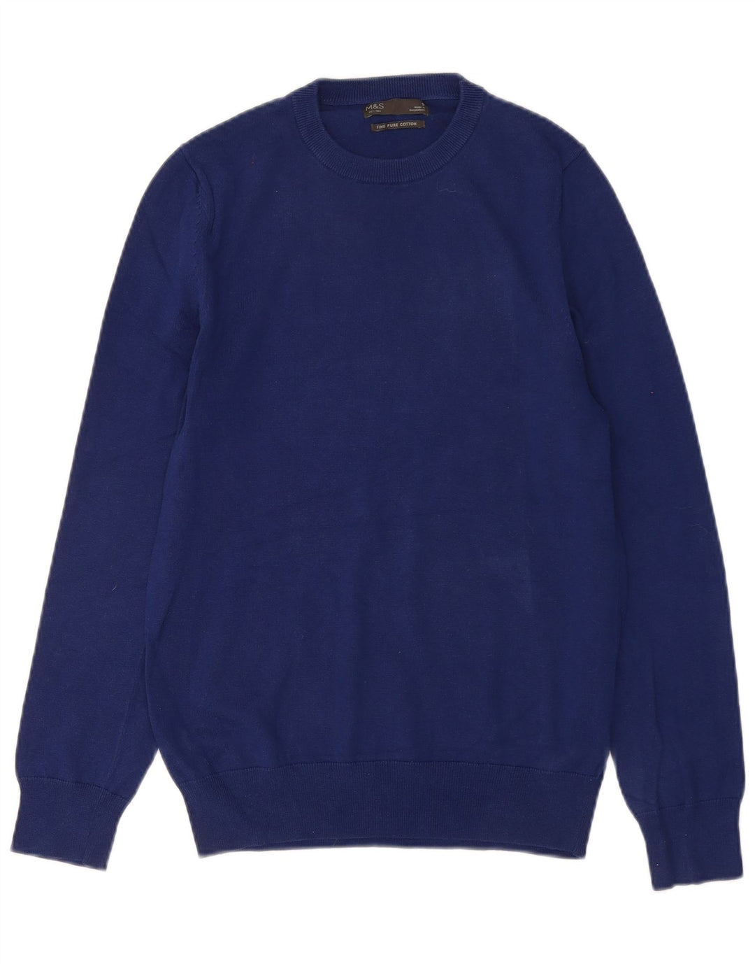 Maglione maglione girocollo da uomo Marks & Spencer piccolo cotone blu