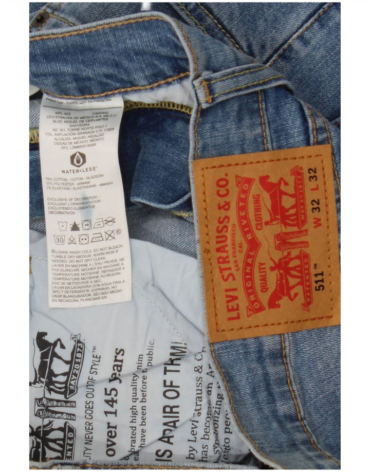 Levi's Uomo 511 Slim Jeans W32 L32 Cotone Blu