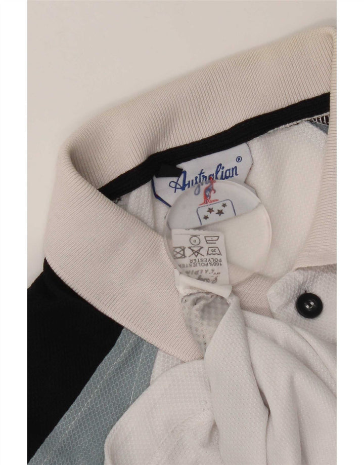 Polo da uomo AUSTRALIAN L'ALPINA Large in poliestere color block bianco