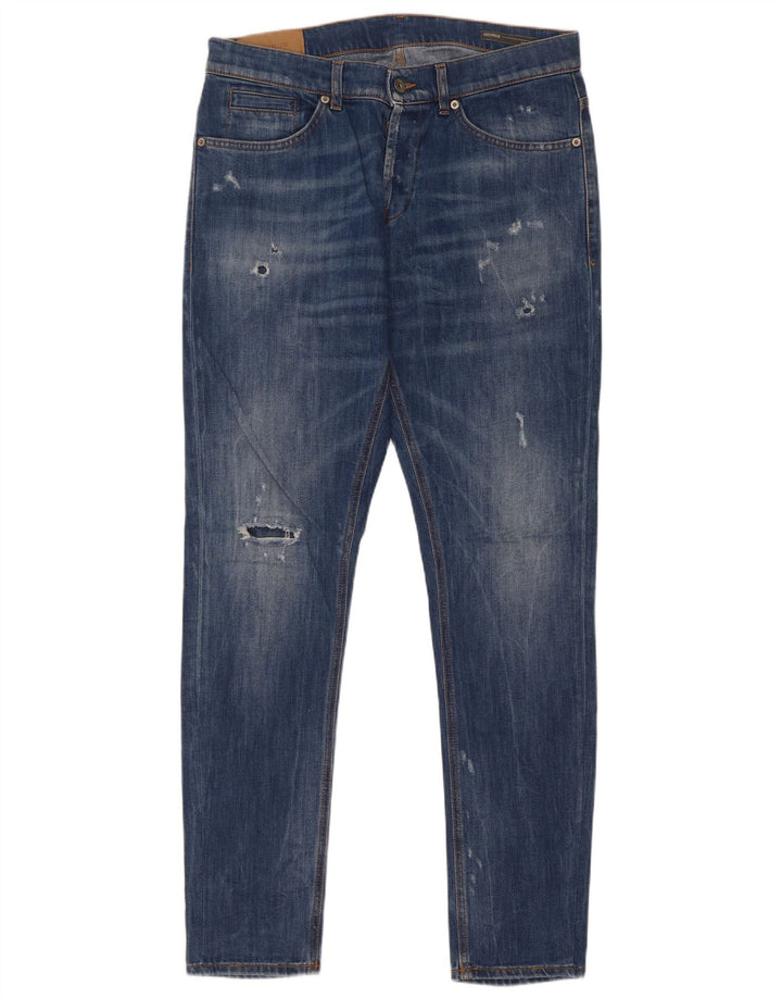 Dondup Jeans slim invecchiati da uomo W35 L33 in cotone blu