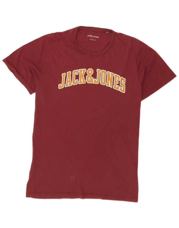 T-shirt grafica da uomo Jack & Jones Top grande in cotone bordeaux