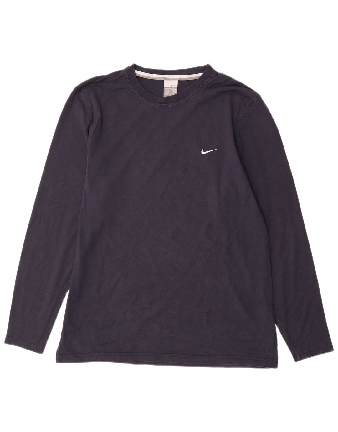 Top NIKE da uomo a maniche lunghe UK 39/41 medio cotone blu navy