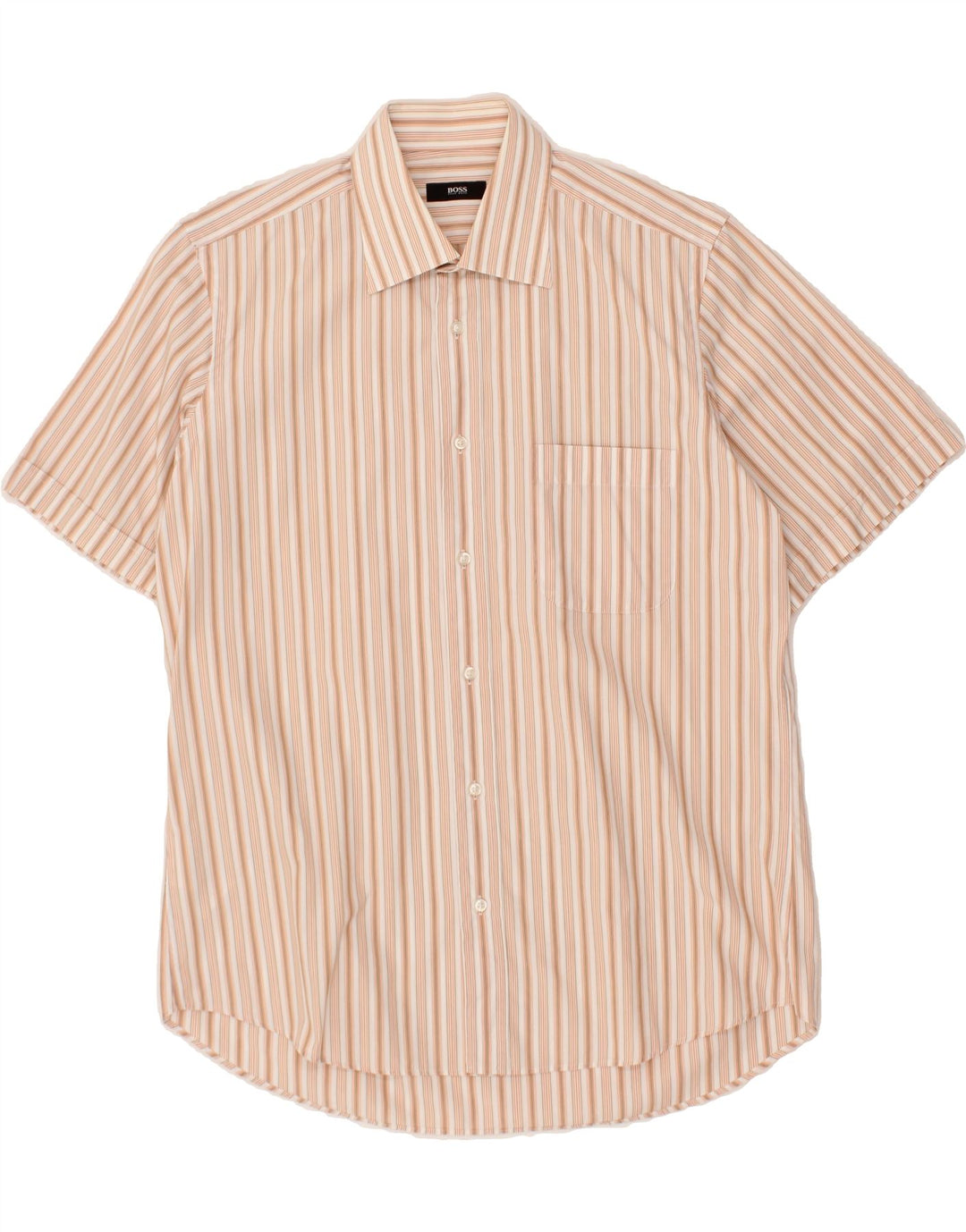 HUGO BOSS Mens Short Sleeve Shirt Size 15 3/4 40 Medium Pink Striped Vintage Hugo Boss and Second-Hand Hugo Boss from Messina Hembry 