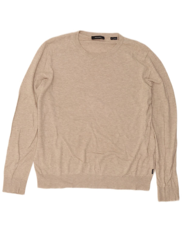 Maglione maglione girocollo da uomo Jack & Jones grande cotone screziato beige