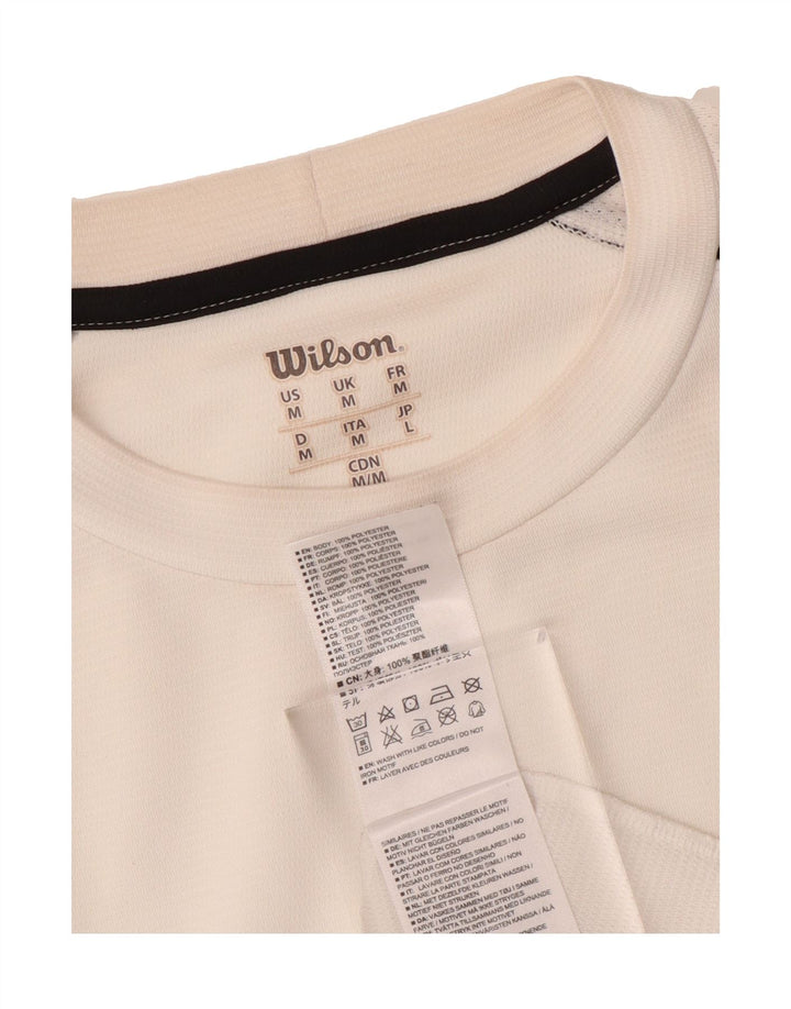 WILSON Mens T-Shirt Top Medium White Polyester Vintage Wilson and Second-Hand Wilson from Messina Hembry 