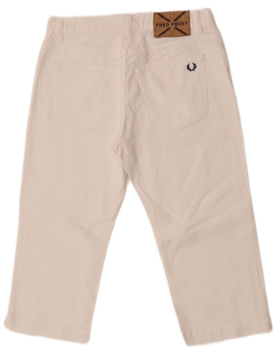 Jeans Capri dritti a vita media da donna Fred Perry IT 42 medio W27 L18 bianco