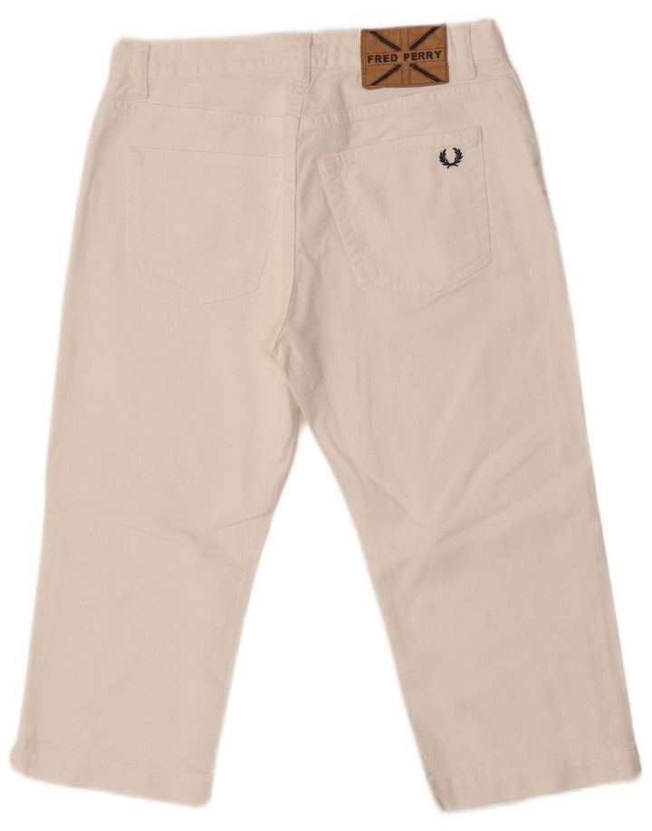 Jeans Capri dritti a vita media da donna Fred Perry IT 42 medio W27 L18 bianco