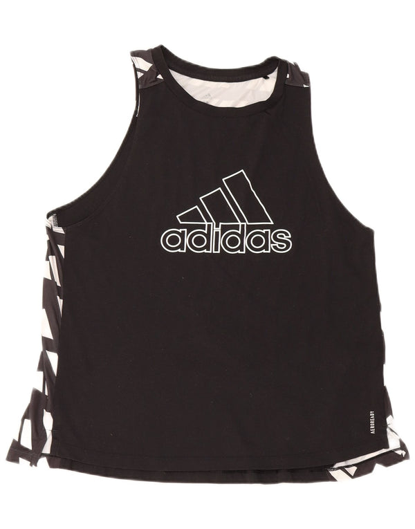 Canottiera grafica Adidas Aeroready da donna UK 12/14 Medium Nero geometrica