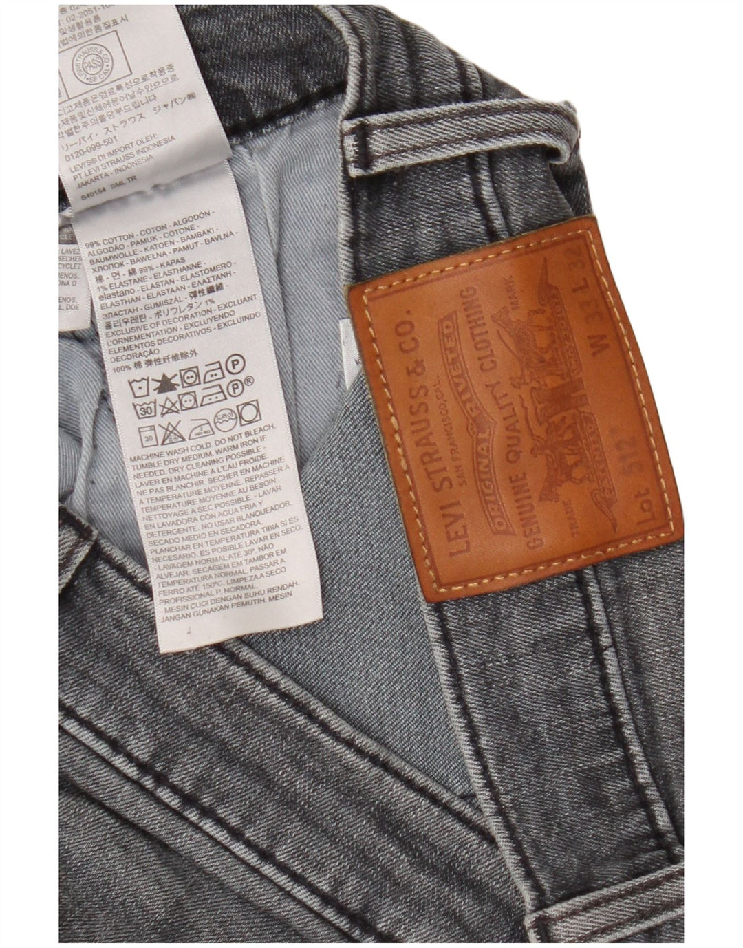 Levi's Uomo 512 Jeans affusolati slim W33 L32 Cotone grigio