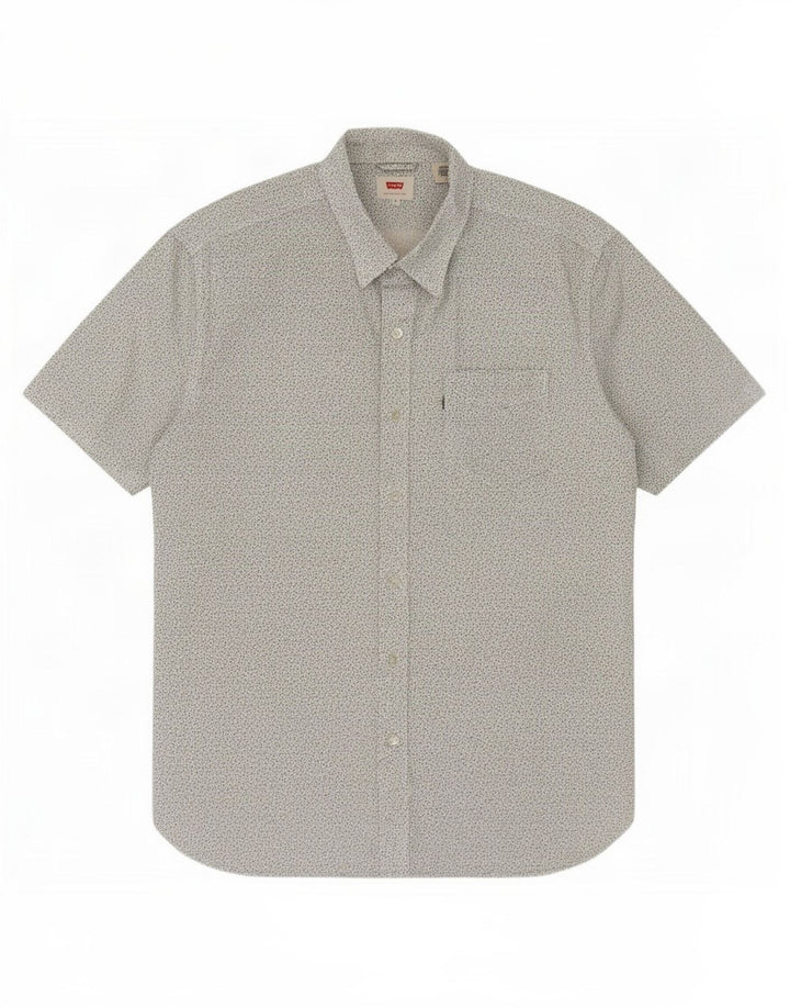 Levi's Camicia a maniche corte da uomo con motivo astratto in cotone bianco medio