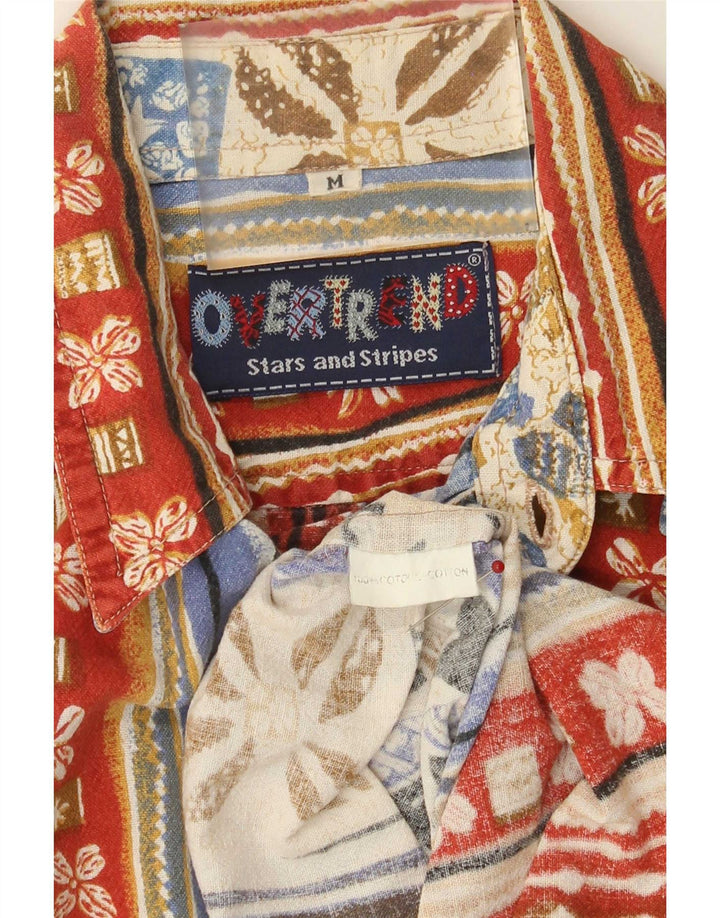 Camicia vintage da uomo a maniche corte in cotone patchwork medio multicolore