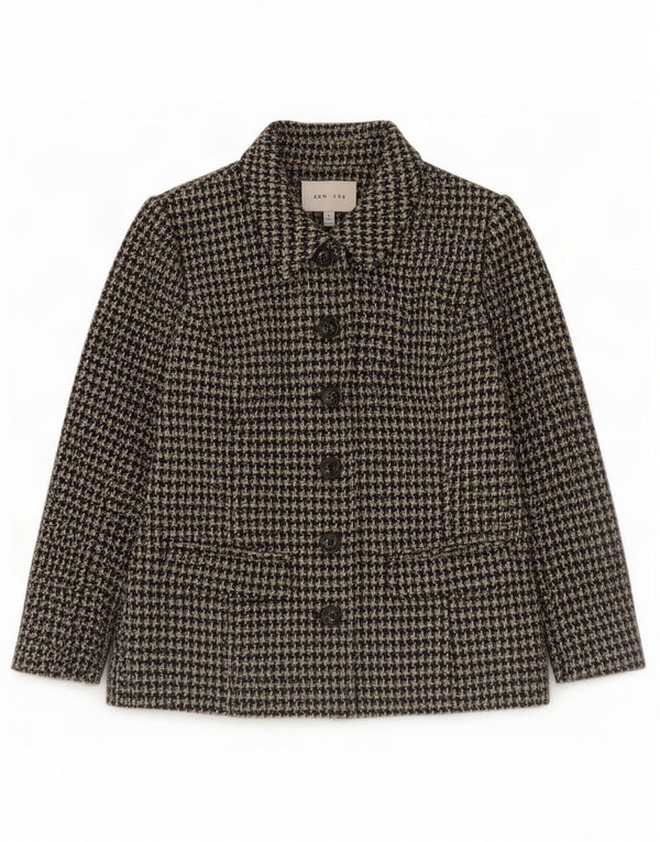 Giacca blazer da donna con maniche a 3/4 bottoni Kew UK 14 pied de poule verde medio