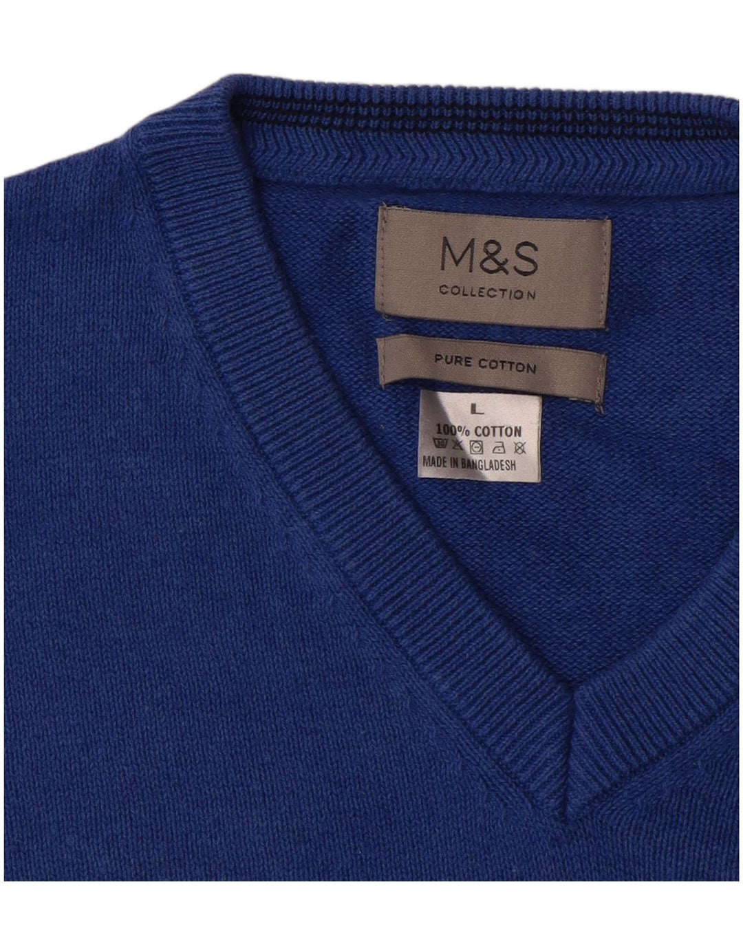 Maglione maglione con scollo a V da uomo Marks & Spencer grande cotone blu