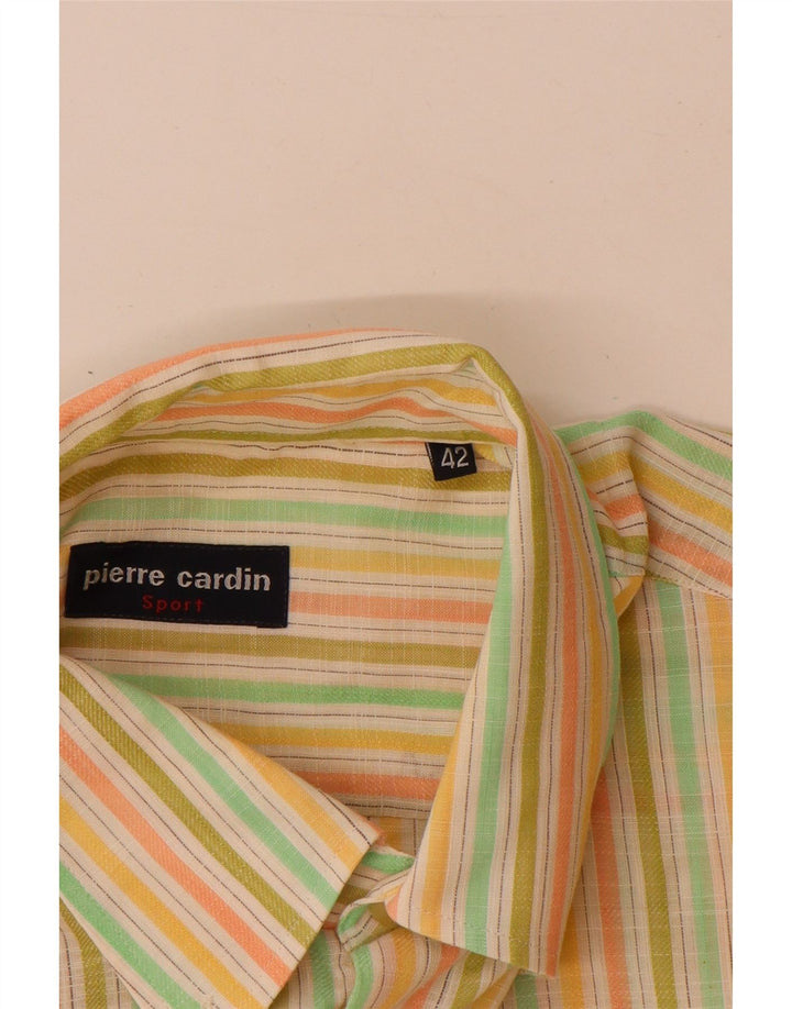 Camicia a maniche corte da uomo Pierre Cardin taglia 42 grande a righe multicolore