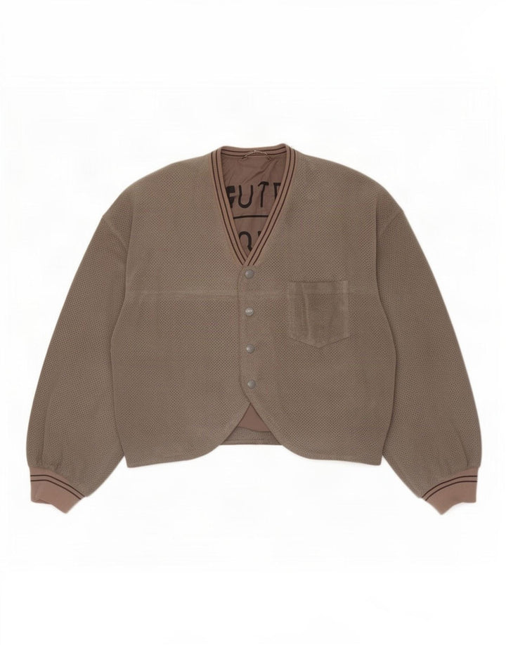 Giubbotto bomber in pelle scamosciata vintage da donna UK 22 3XL in pelle grigia