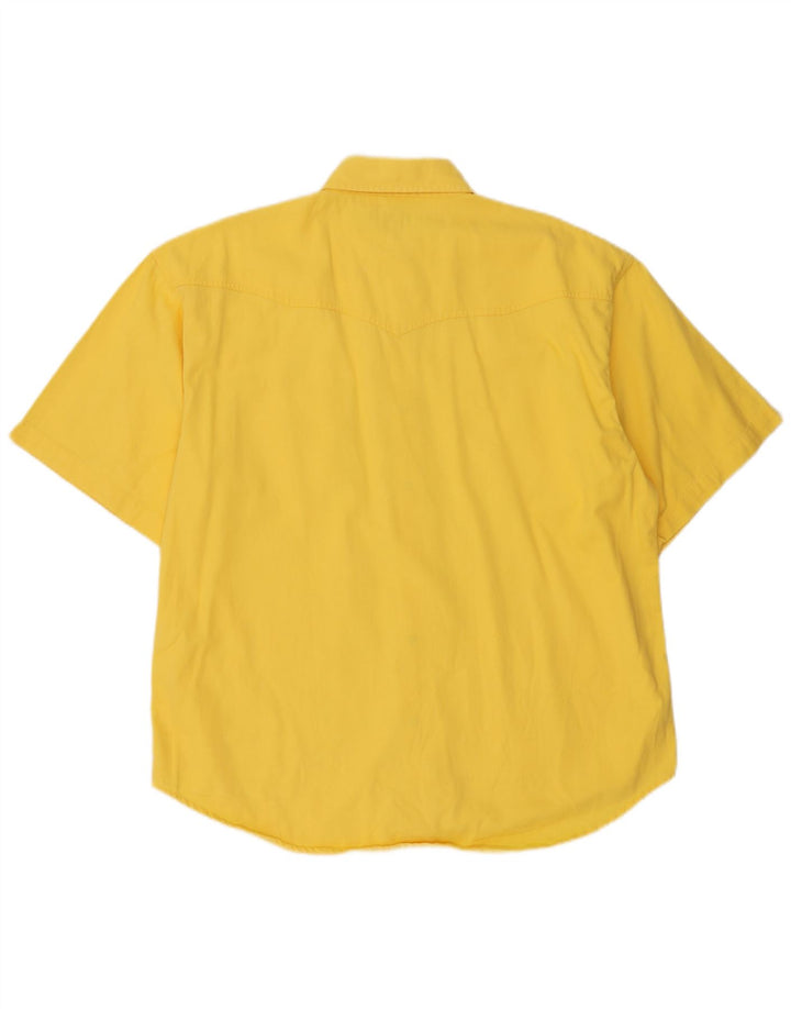 Camicia vintage da uomo a maniche corte grande in cotone giallo