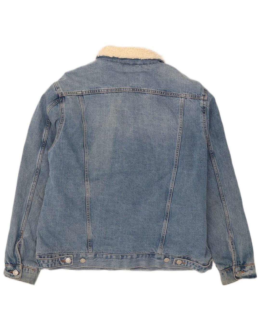 Topshop Giacca da donna in denim sherpa UK 14 grande cotone blu