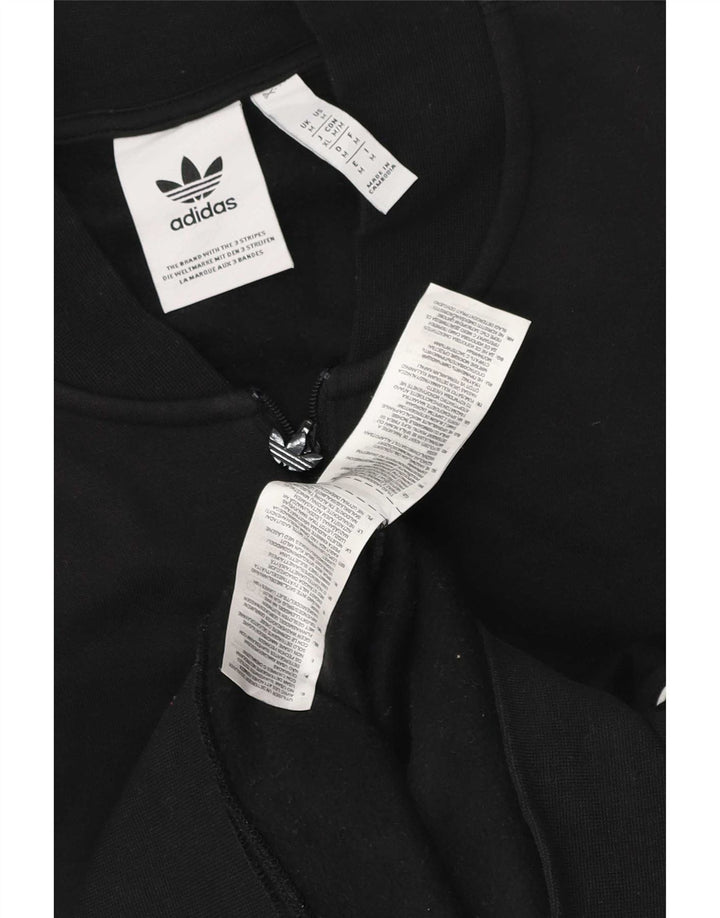 Felpa Adidas da uomo con zip e collo, maglione, cotone nero medio