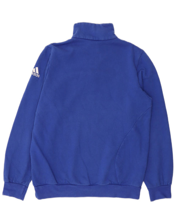 Felpa da uomo con collo con zip Adidas Maglione UK 34/36 Piccolo cotone blu
