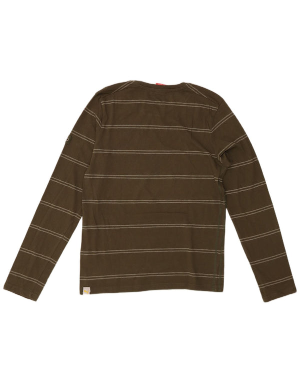 PUMA Top da uomo a maniche lunghe a righe piccole in cotone kaki