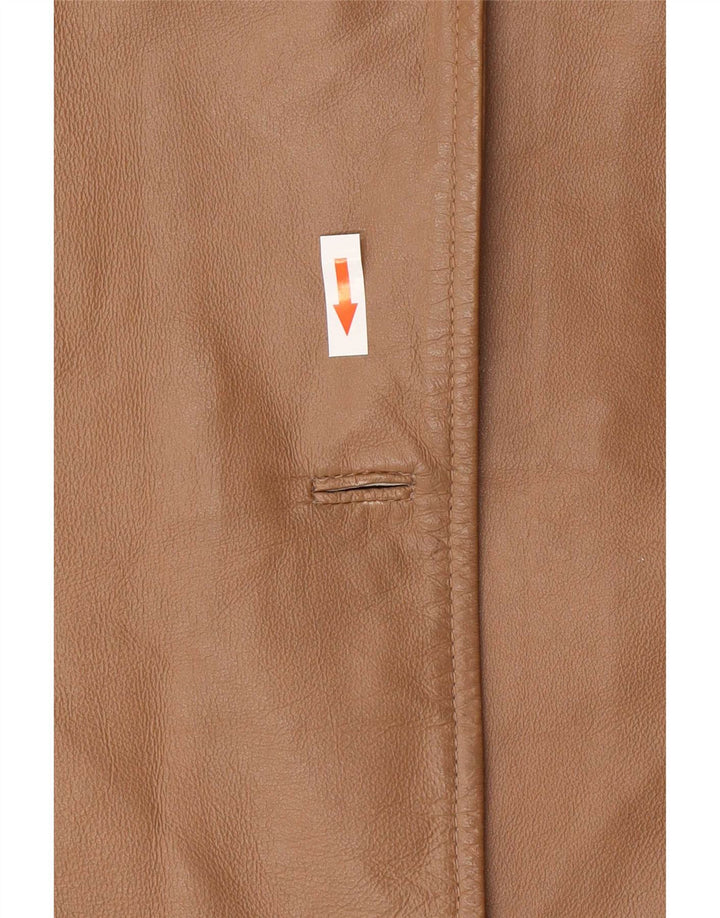 Giacca blazer vintage in pelle da donna a 3 bottoni EU 38 Marrone medio
