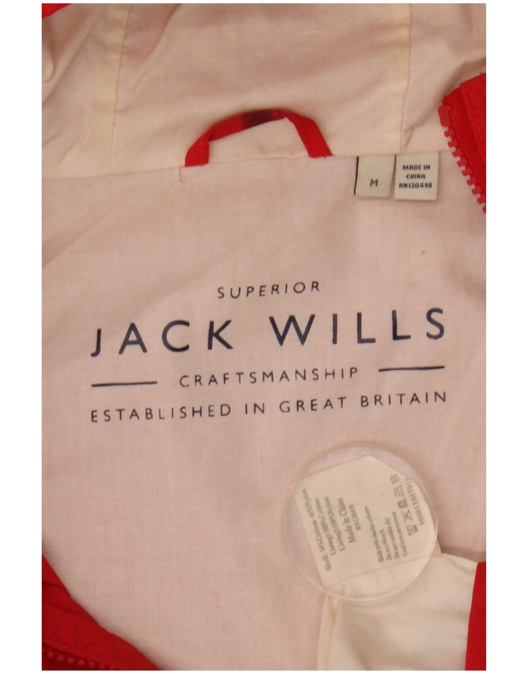 Giacca antipioggia con cappuccio da uomo Jack Wills UK 38 cotone rosso medio