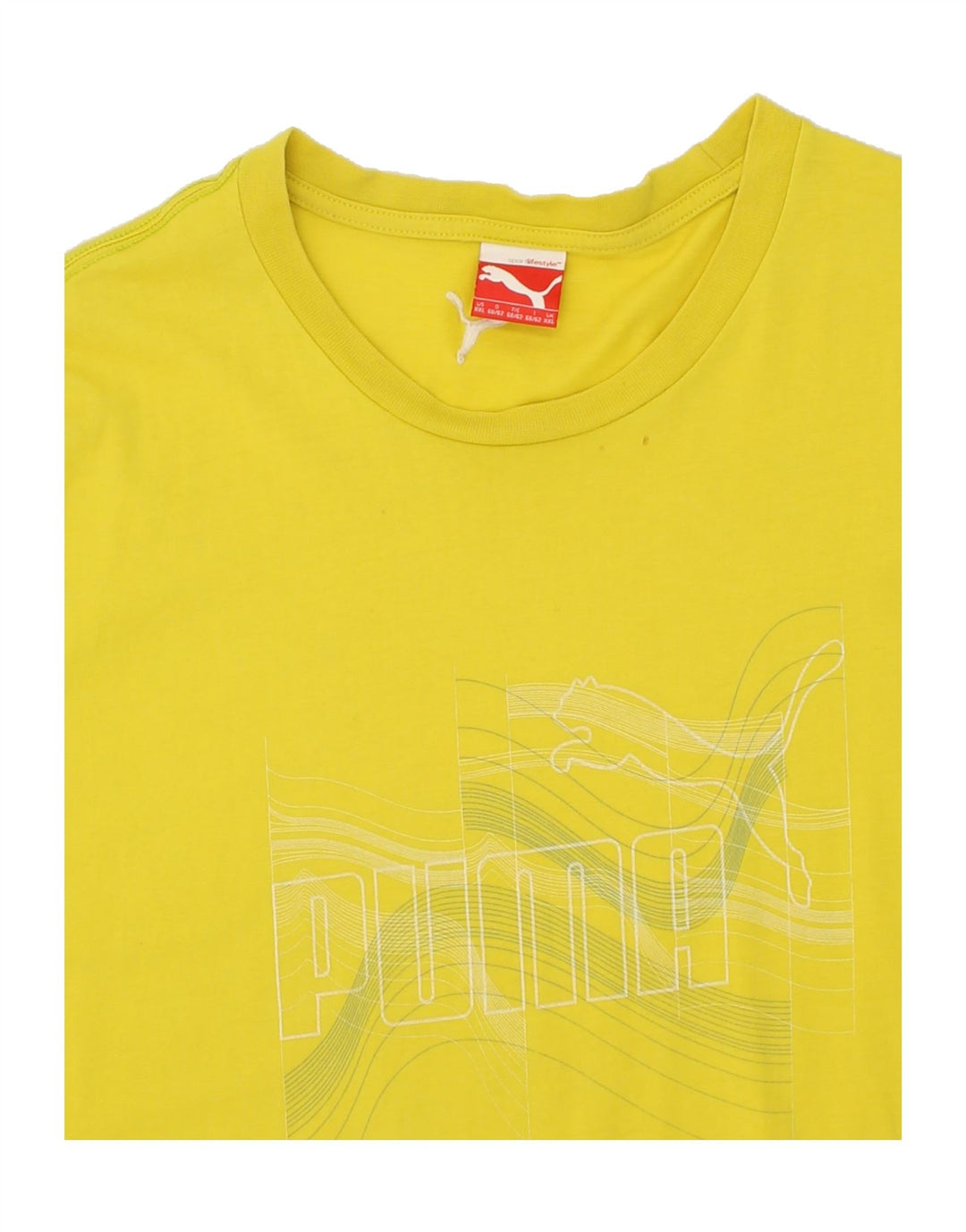PUMA Mens Graphic T-Shirt Top 2XL Yellow Vintage Puma and Second-Hand Puma from Messina Hembry 